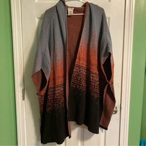 Merona blue and orange thick cozy knit poncho women’s L/XL